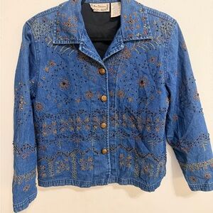 New Directions vintage Blue Embroidered Jacket